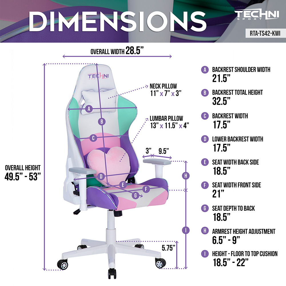 Techni Home Office PU Leather Adjustable Rotatable Gaming Chair with Ergonomic High Backrest and Padded Armrest - Pink