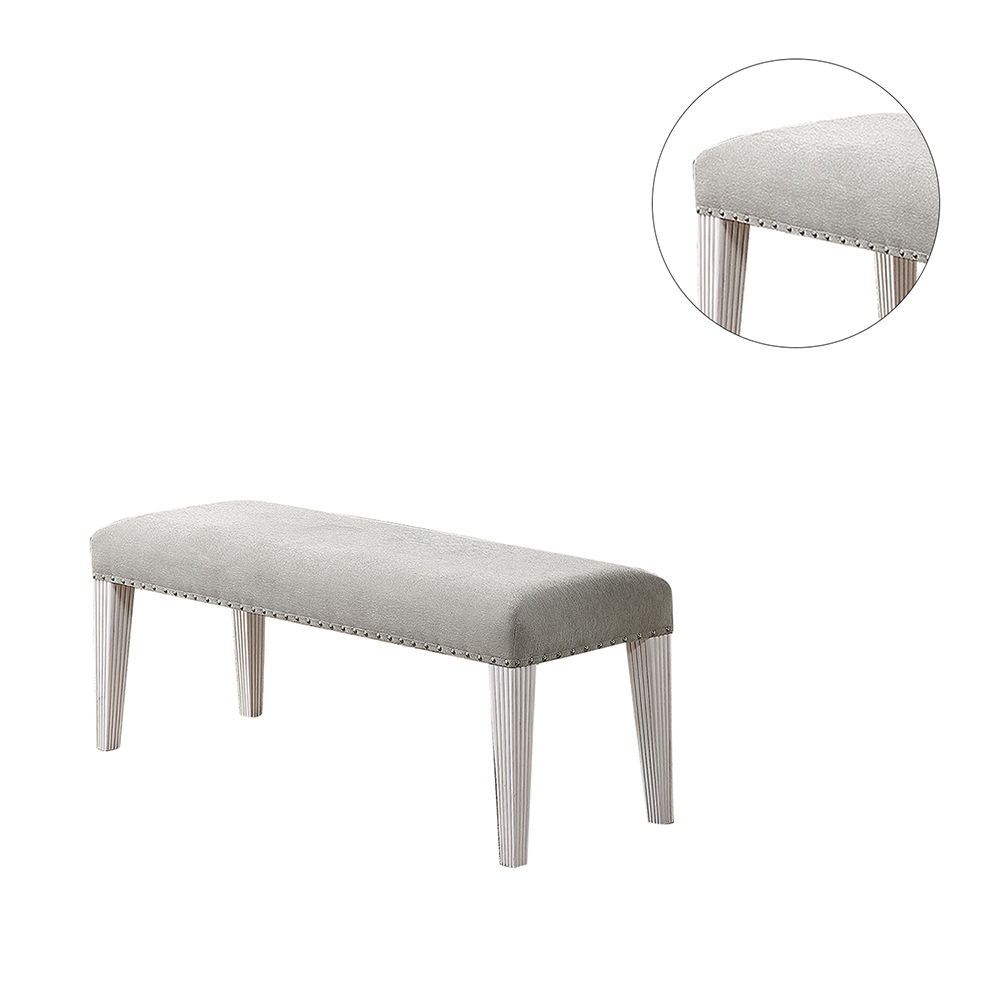 Fabric Upholstered Dining Bench, with Wood Frame, for Restaurant, Cafe, Tavern, Office, Living Room - Gray