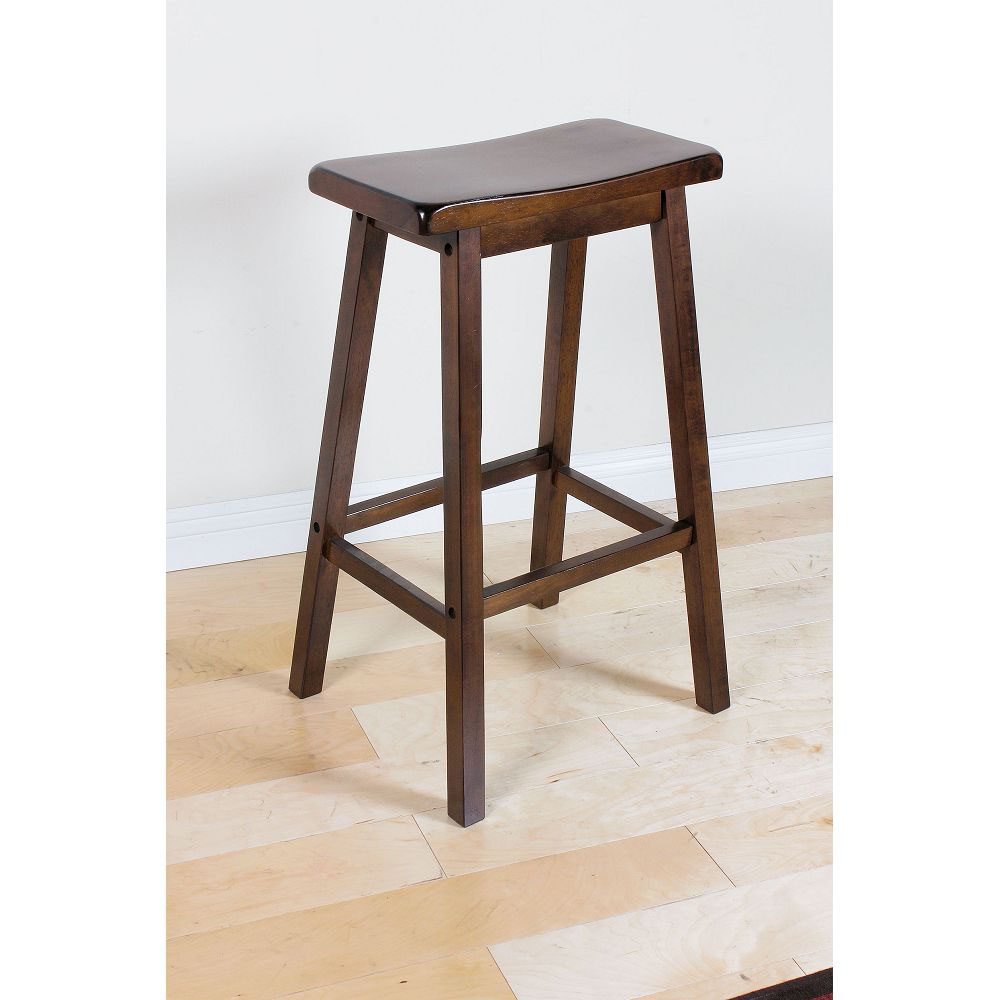 ACME Gaucho Bar Stool Set of 2, with Wood Legs, for Restaurant, Cafe, Tavern, Office, Living Room - Walnut