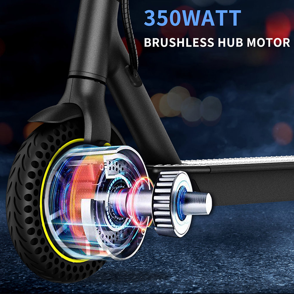 HappyRun HR365 MAX Folding Electric Scooter 10 inch Honeycomb Tire 10.4Ah Battery 350W Brushless Motor 25km/h Max Speed up to 26KM Range Electronic + Disc Brake - Black