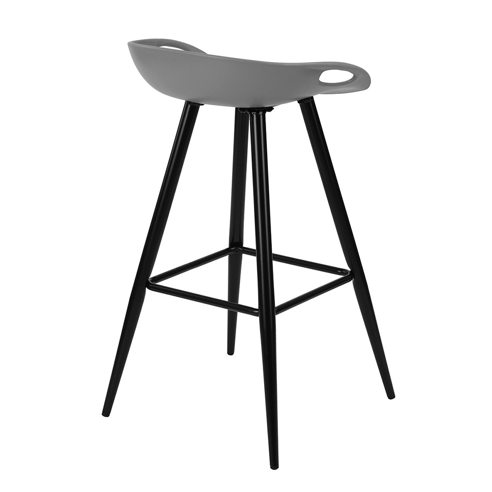 Plastic Bar Stool Set of 2, with Non-slip Feet and Metal Frame, for Restaurant, Cafe, Tavern, Office, Living Room - Gray