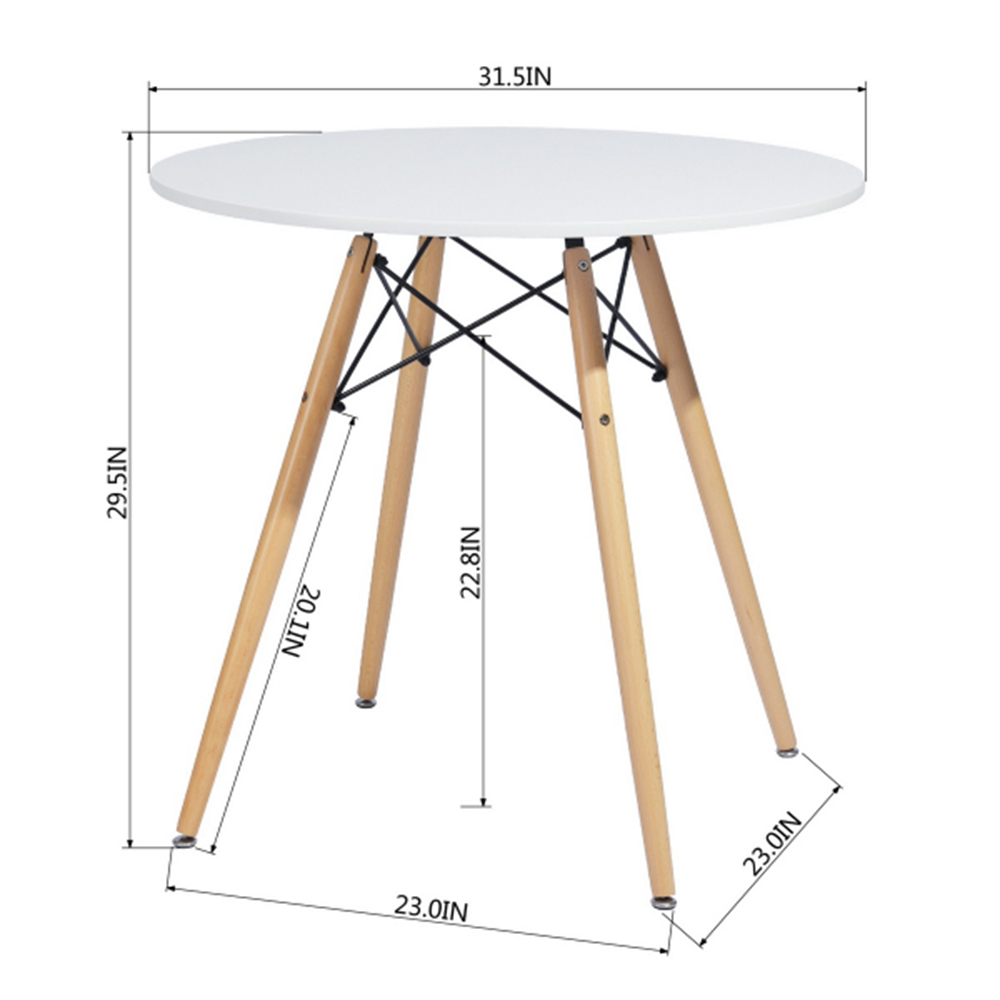 Saleh 31.5''  Round Dining Table with Wood Tabletop and Metal Support, for Restaurant, Cafe, Tavern, Living Room - White