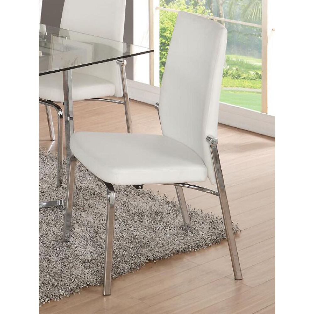 ACME Osias PU Upholstered Dining Chair Set of 2, with Curved Backrest, and Metal Legs, for Restaurant, Cafe, Tavern, Office, Living Room - White