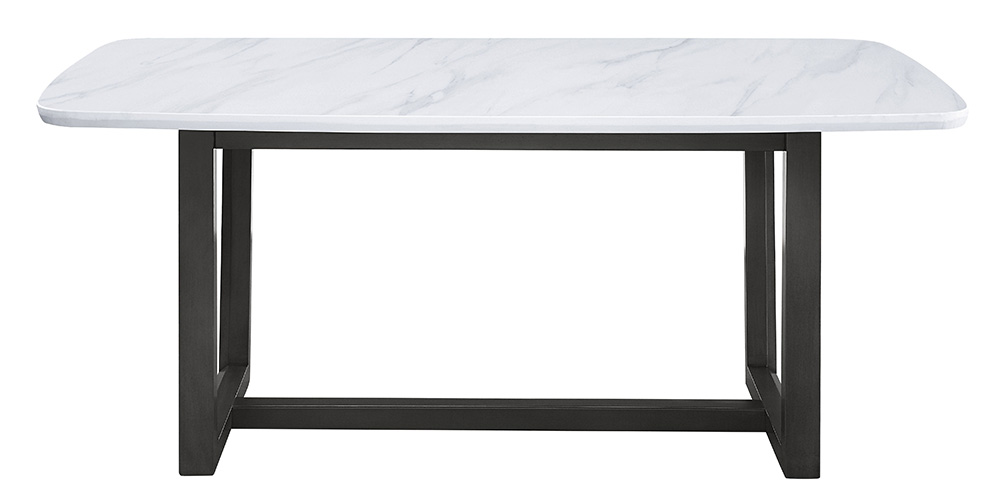 ACME Madan 72" Dining Table with Marble Tabletop and Wooden Frame, for Restaurant, Cafe, Tavern, Living Room - Gray