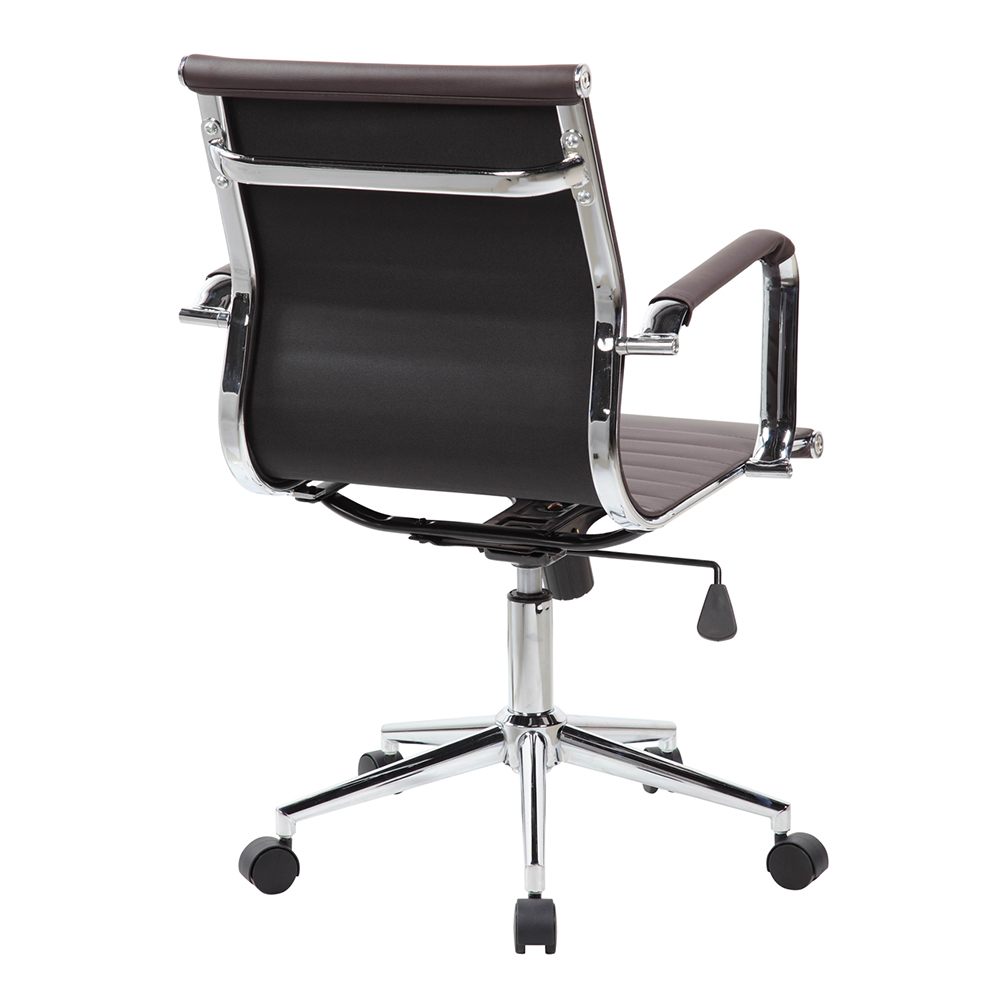 Techni Home Office Adjustable Rotatable Chair with Ergonomic Backrest and Lumbar Support - Brown