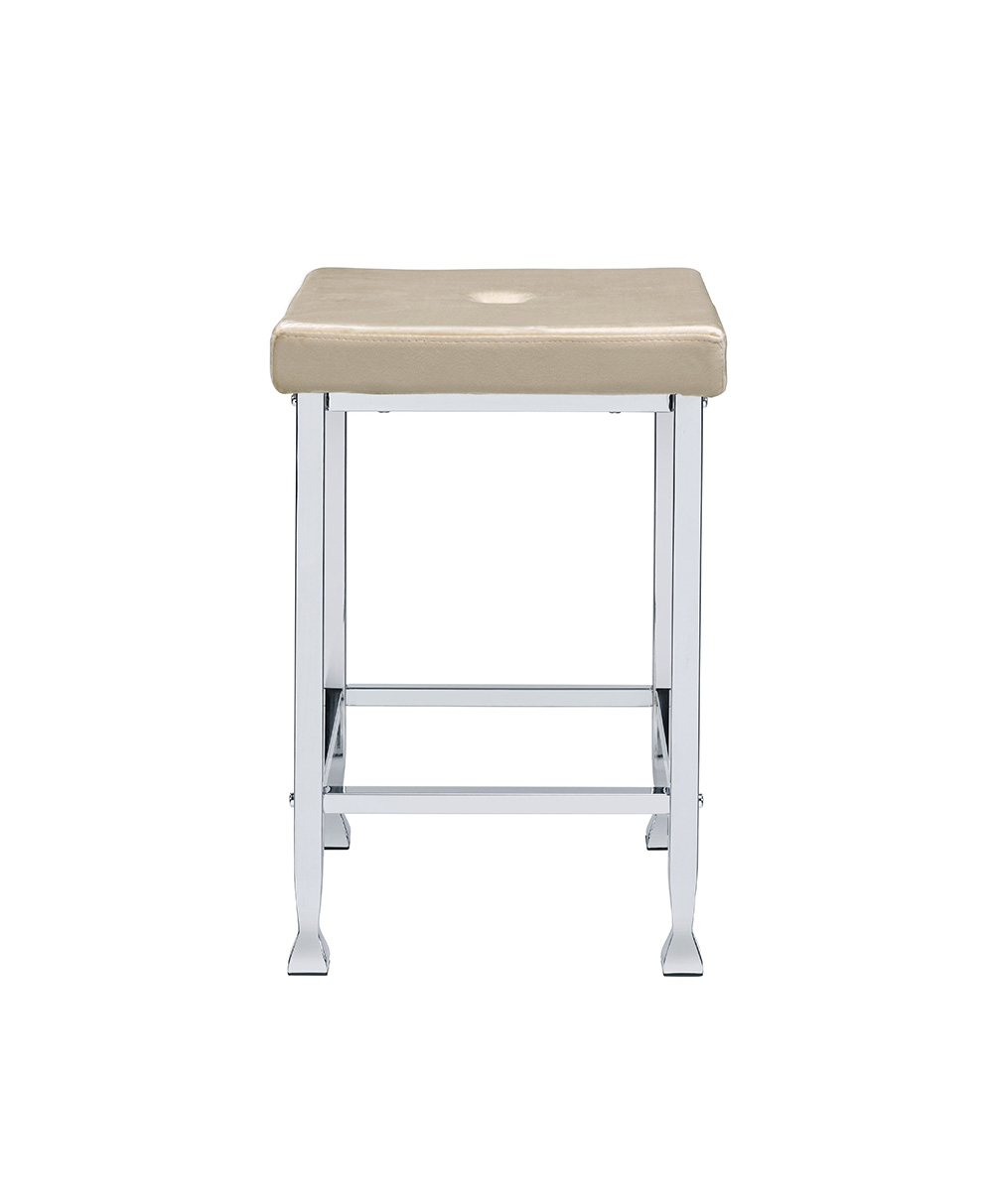 ACME Raine Velvet Upholstered Counter Height Stool Set of 2, with Metal Frame, for Restaurant, Cafe, Tavern, Office, Living Room - Beige