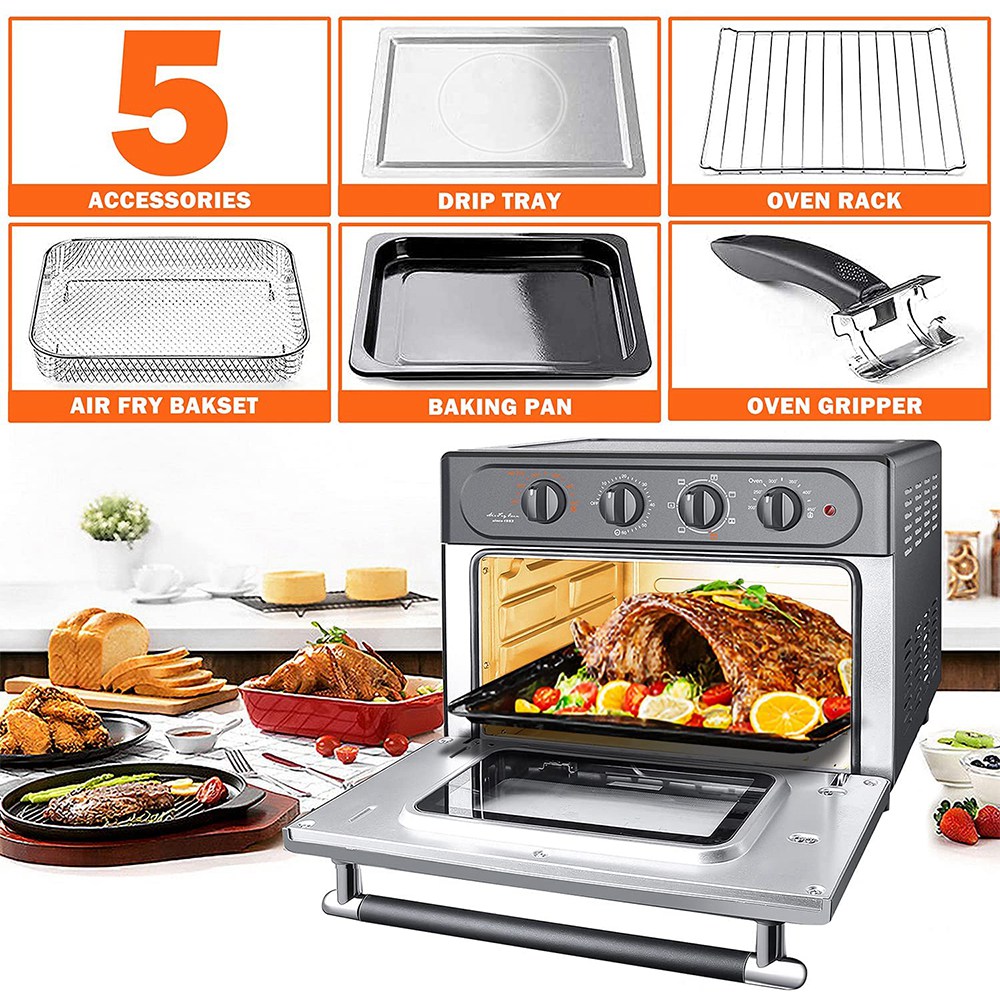 WEESTA KA23T Air Oven 23QT Capacity 1500W Power with Air Fry, Roast, Toast, Broil, Bake Function - Silver
