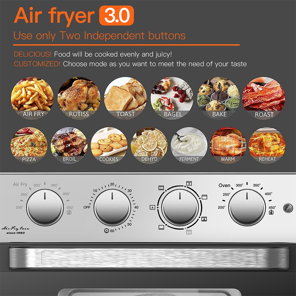 WEESTA KA23W Air Fryer Oven 23L Capacity 1500W Power with Air Fry, Roast, Toast, Broil, Bake Function - Silver