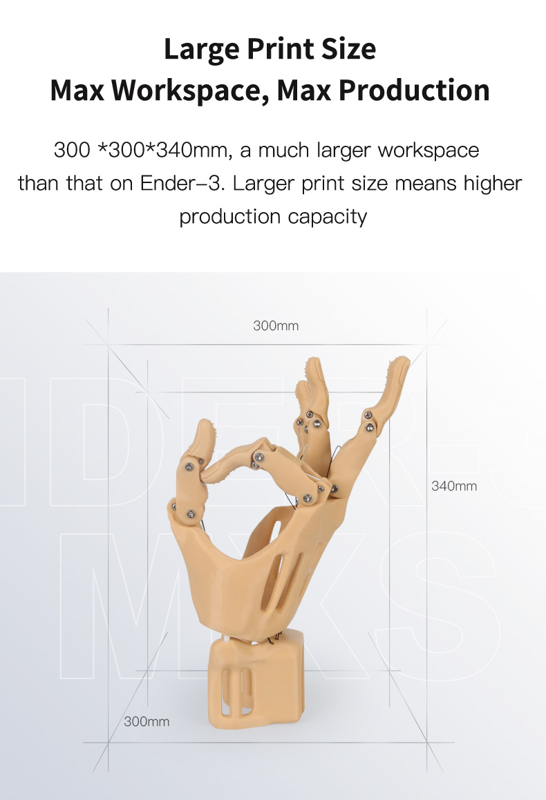 Creality Ender 3 Max FDM 3D Printer, 300 x 300 x 340mm, 2 Cooling Fans, Silent Motherboard, Carborundum glass bed