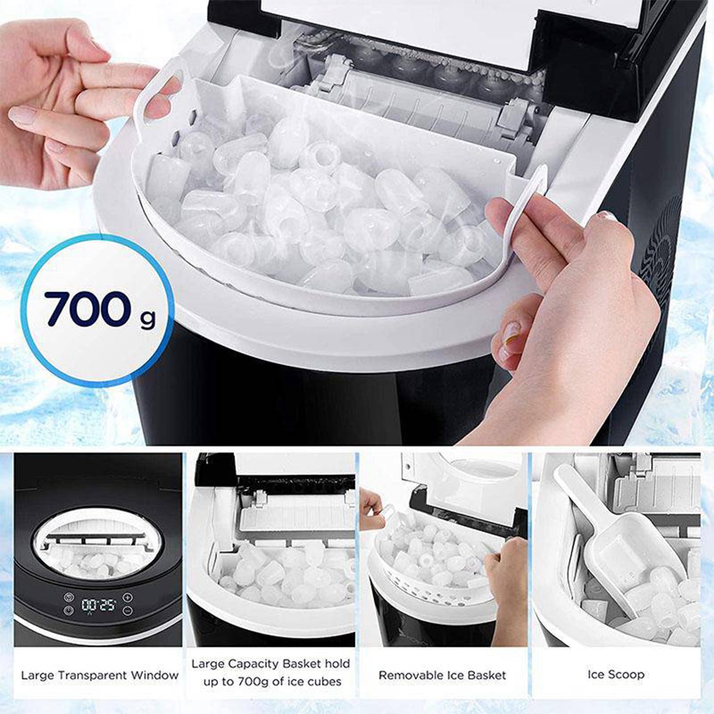 HOSOME DBJ12AL Portable Desktop Ice Maker 2.1L Water Tank Black