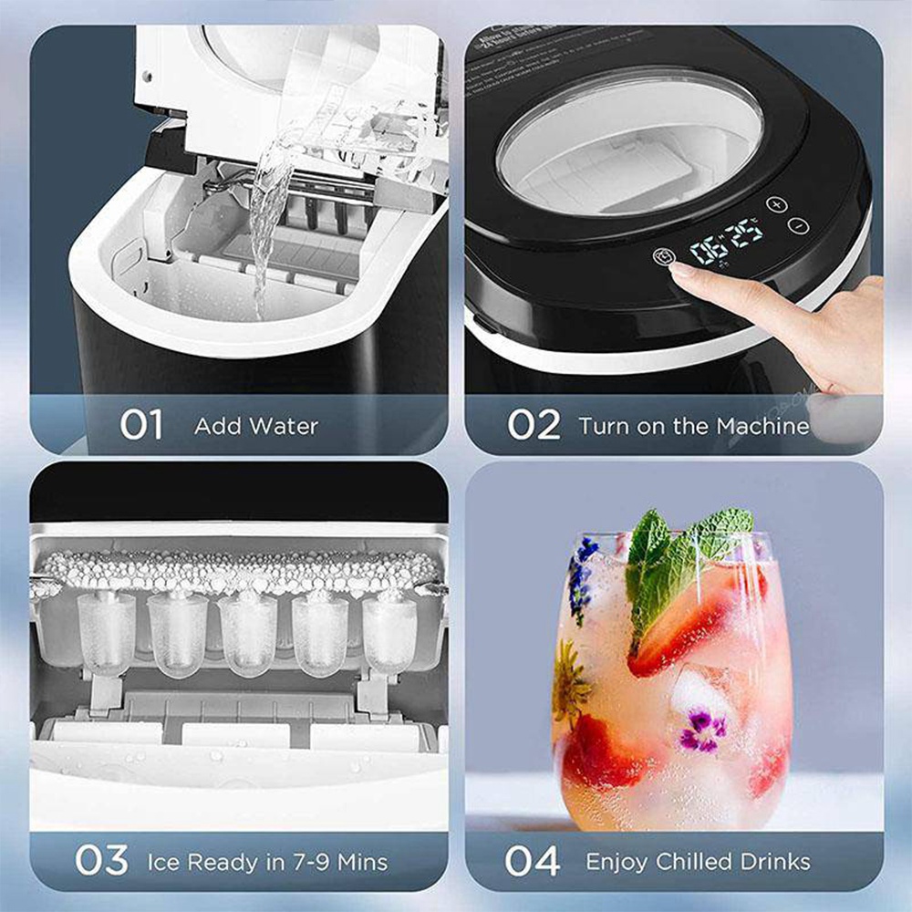 HOSOME DBJ12AL Portable Desktop Ice Maker 2.1L Water Tank Black