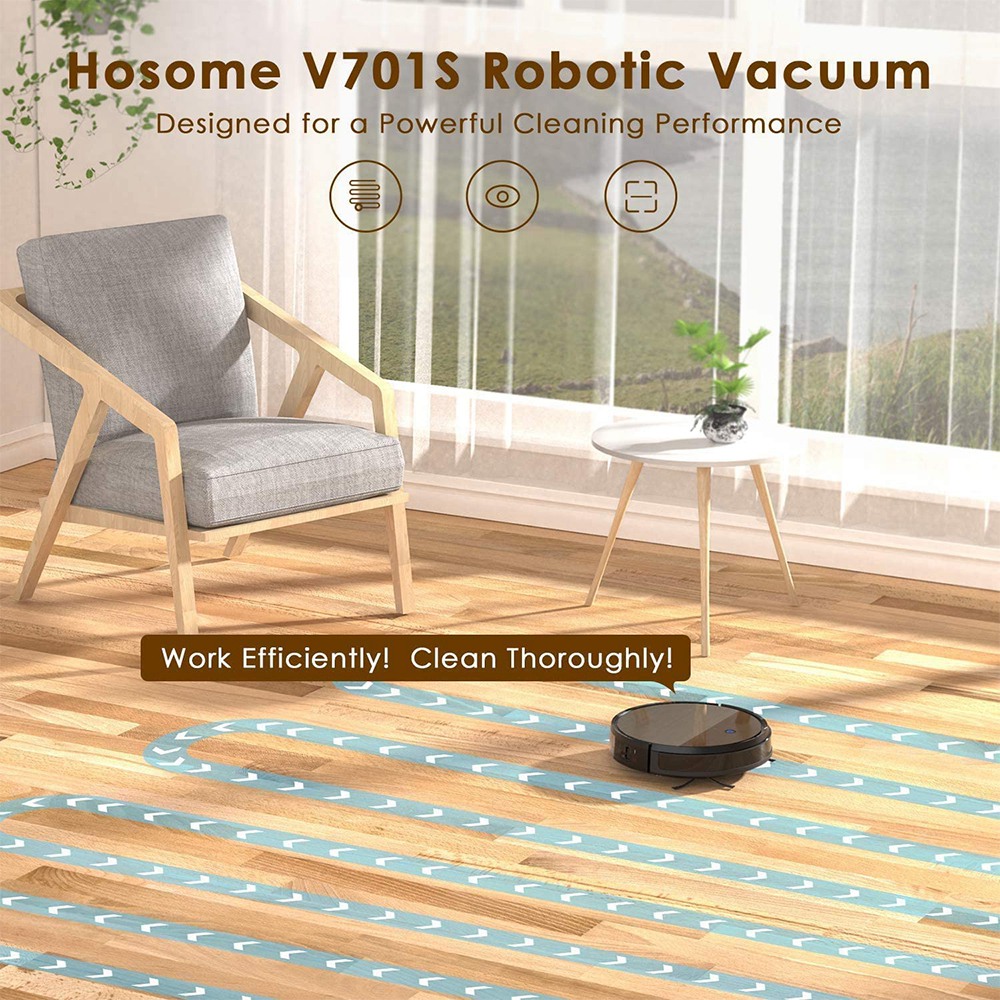 Hosome V701S Robot Vacuum Cleaner 2200Pa Suction Black