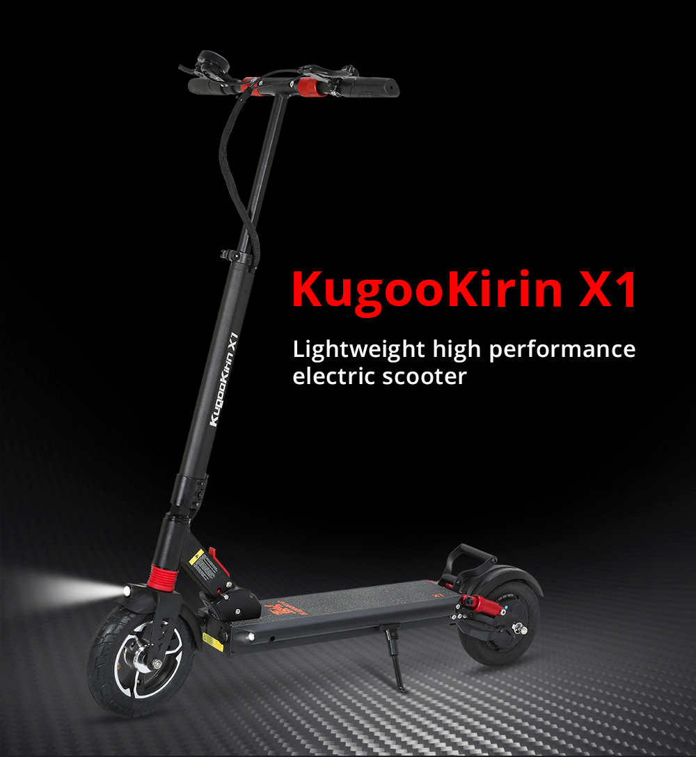 KUGOO KIRIN X1 Folding Electric Scooter 8.5 inch Tire 48V 600W Brushless Motor 13Ah Battery Max Speed 37km/h OLED Display 50KM Long Range IP54 120KG Load Aluminium alloy Body - Black