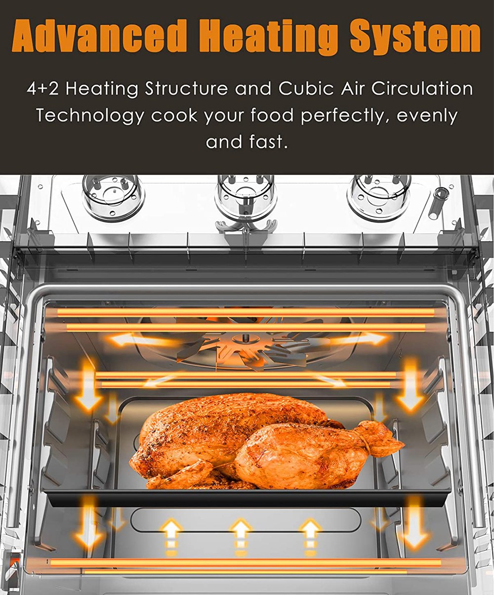 WEESTA KCV18WL Air Oven 19QT Capacity 1300W Power with Air Fry, Roast, Toast, Broil, Bake Function - Silver