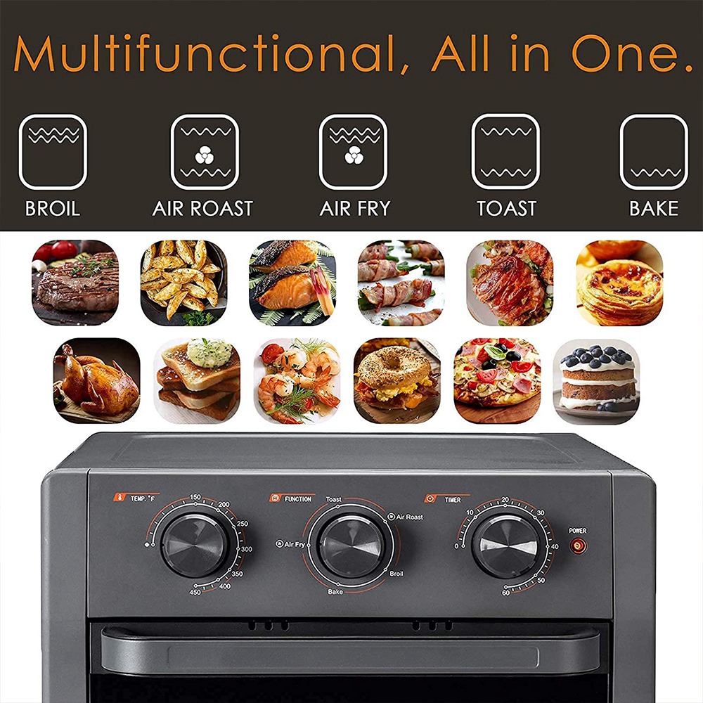 WEESTA KCV18WL Air Oven 23QT Capacity 1300W Power with Air Fry, Roast, Toast, Broil, Bake Function - Gray