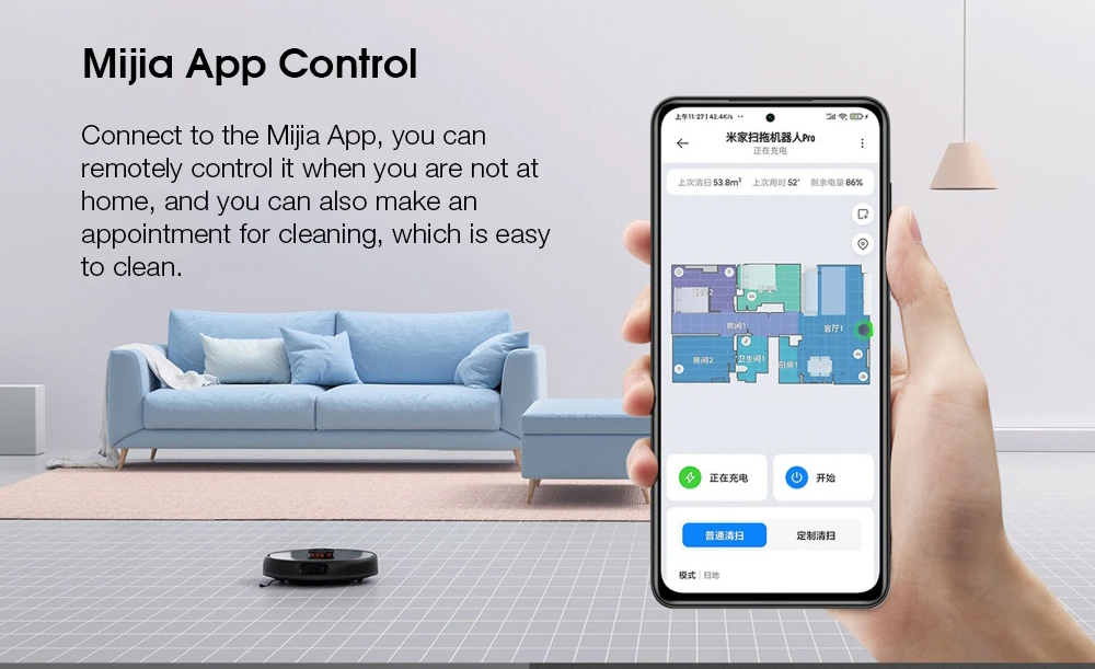 XIAOMI MIJIA MJSTS1 Robot Vacuum Cleaner Pro 2 in1 Sweeping Mopping 4000Pa Powerful Suction Al Visual Intelligent Recognition 3D Precise Obstacle Avoidance LDS Navigation 5200mAh Battery 550ml Dust Box 260ml Water Tank- Black