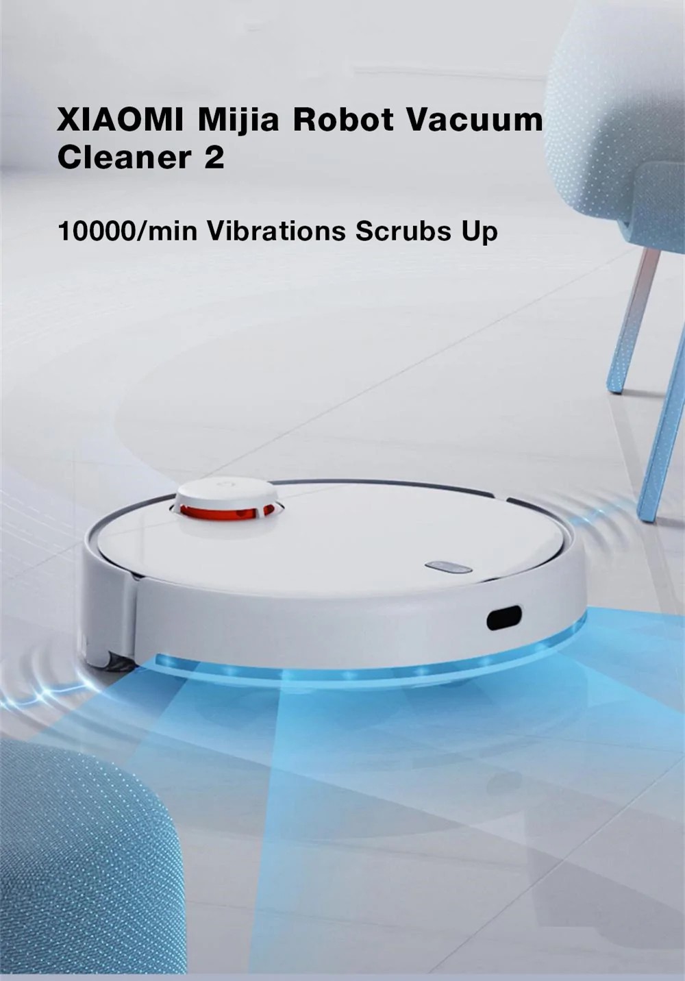 XIAOMI Mijia Robot Vacuum Cleaner 2 2800Pa Suction Laser Navigation APP Control 3200mAh Battery - White