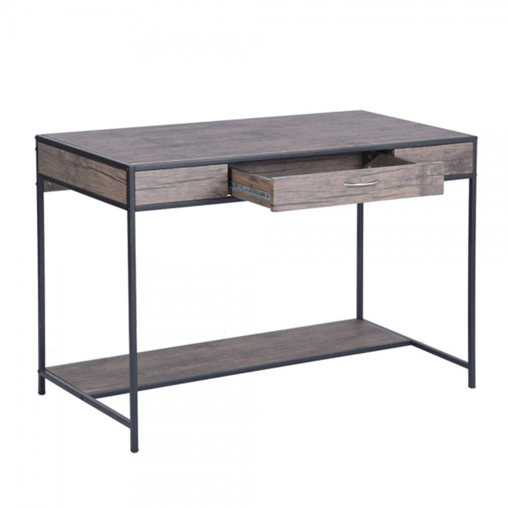 Home Office 43.3"L Computer Desk with 1 Storage Drawer, Wooden Tabletop and Metal Frame, for Game Room, Office, Study Room - Walnut