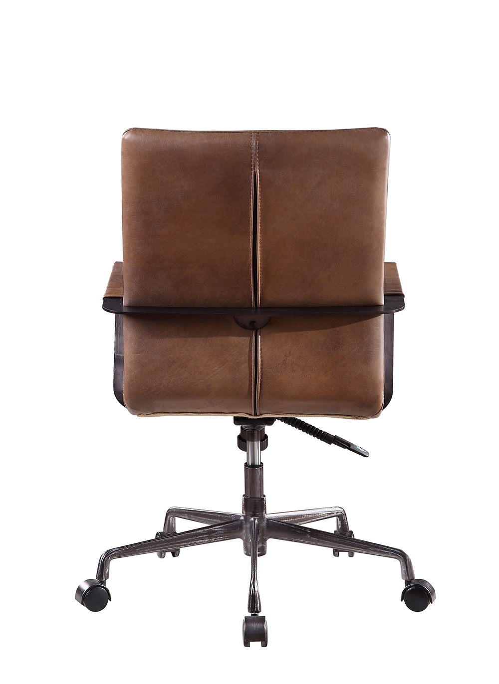 ACME Indra Leather Upholstered Swivel Office Chair, with High Backrest, and Metal Frame, for Restaurant, Cafe, Tavern, Office, Living Room - Brown