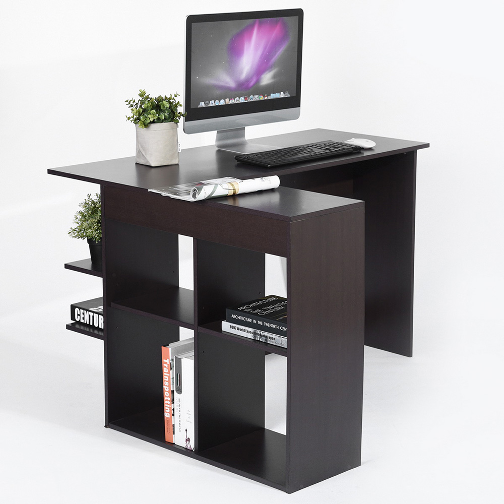Corner Computer Desk L-Shaped, Desk with 4 Shelves 47.2 inch, Home Study Desk, Office Writing Workstation, Gaming Table for Bedroom