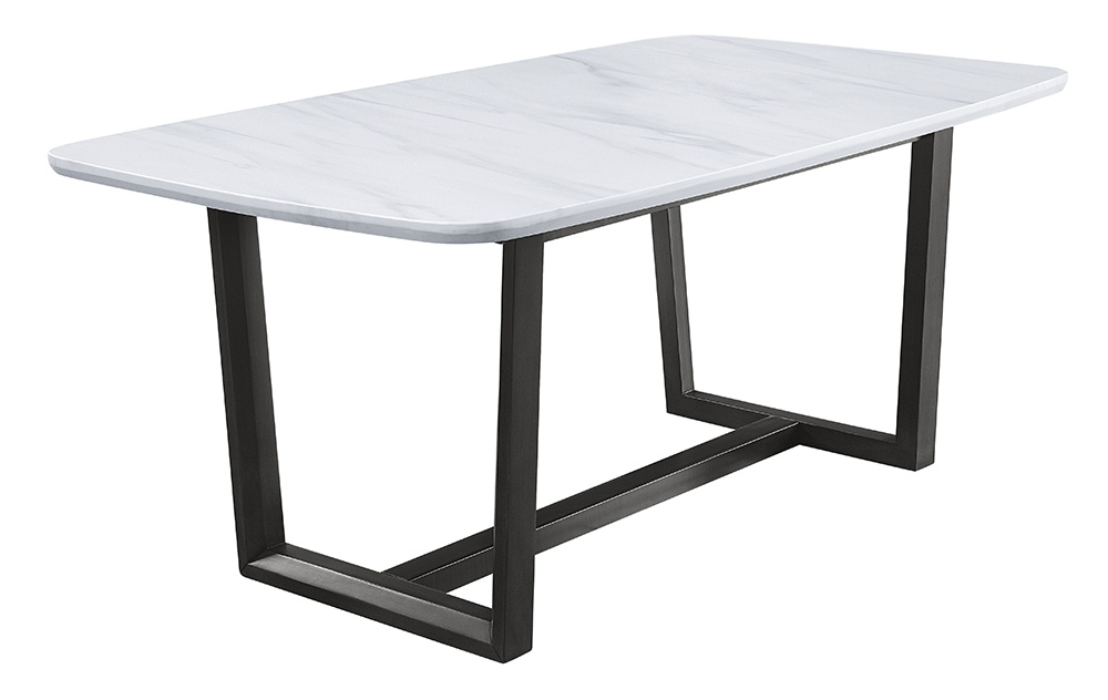 ACME Madan 72" Dining Table with Marble Tabletop and Wooden Frame, for Restaurant, Cafe, Tavern, Living Room - Gray