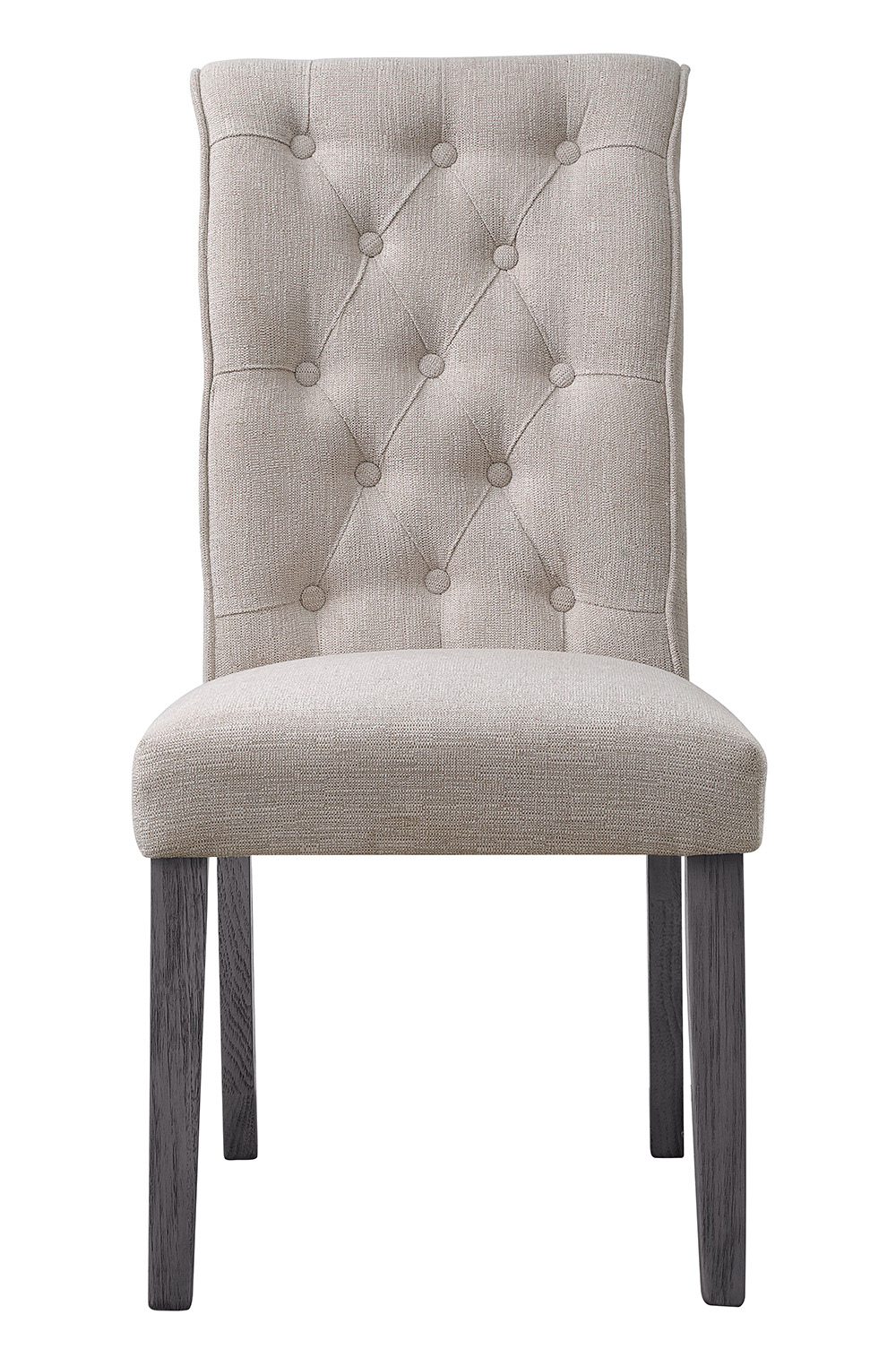ACME Yabeina Linen Upholstered Dining Chair Set of 2, with Botton Tufted Backrest, and Wood Legs, for Restaurant, Cafe, Tavern, Office, Living Room - Beige