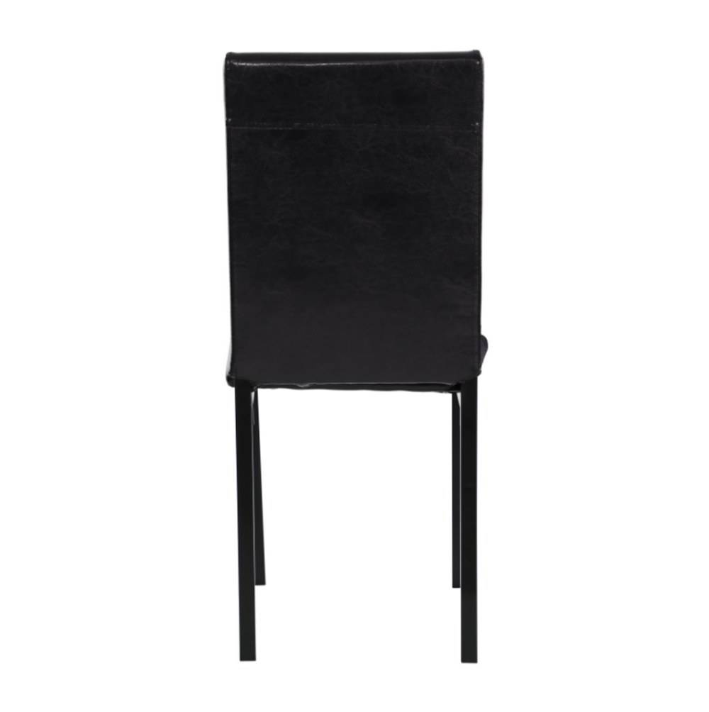 Leather Upholstered Dining Chair Set of 4, with High Backrest, and Metal Legs, for Restaurant, Cafe, Tavern, Office, Living Room - Black