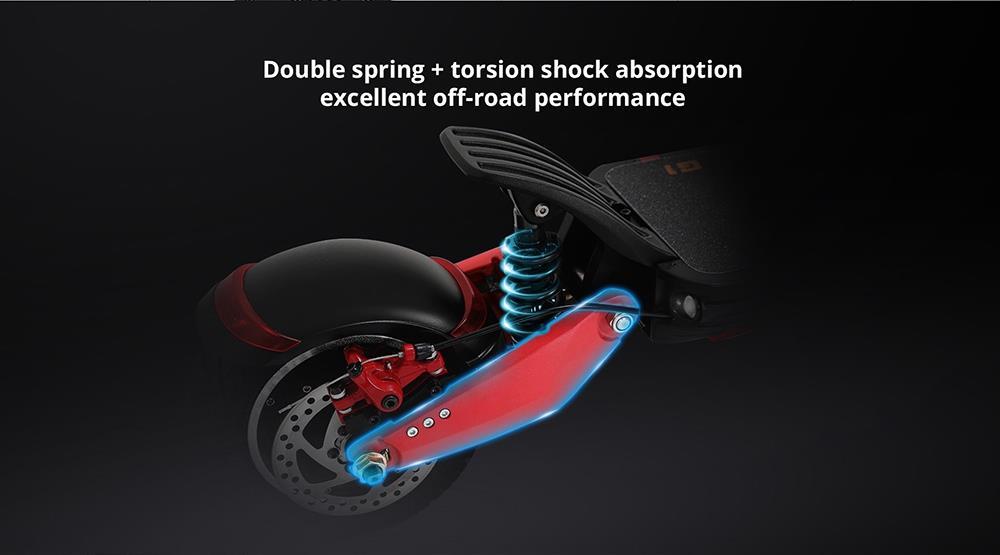 KUGOOKirin G1 Folding Electric Scooter 52V 1000W Motor Max Speed 65km/h Max 60km Range 18.2Ah Battery 10" Pneumatic Tire OLED Display Dual Disc Brake Led Light Aluminium alloy Body - Black