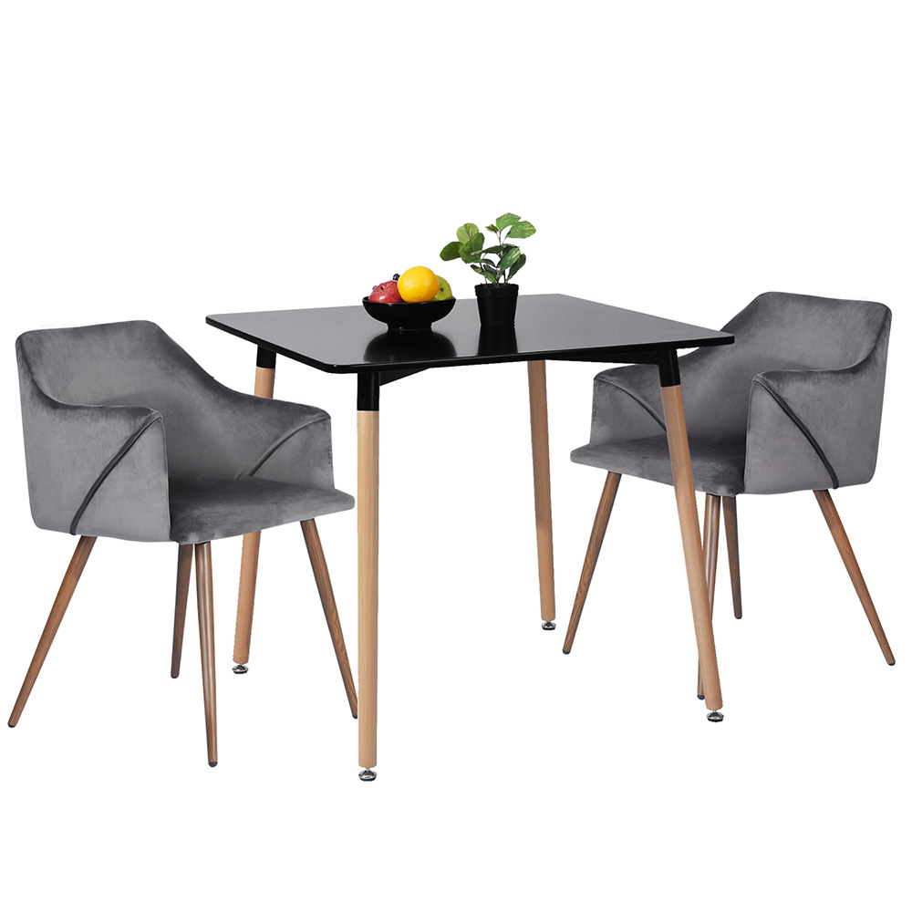 31.5" Square High Glossy Dining Table with MDF Tabletop and Solid Wood Legs, for Restaurant, Cafe, Tavern, Living Room - Black