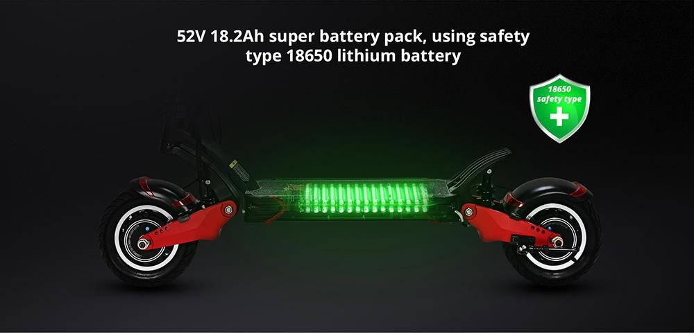 KUGOOKirin G1 Folding Electric Scooter 52V 1000W Motor Max Speed 65km/h Max 60km Range 18.2Ah Battery 10" Pneumatic Tire OLED Display Dual Disc Brake Led Light Aluminium alloy Body - Black