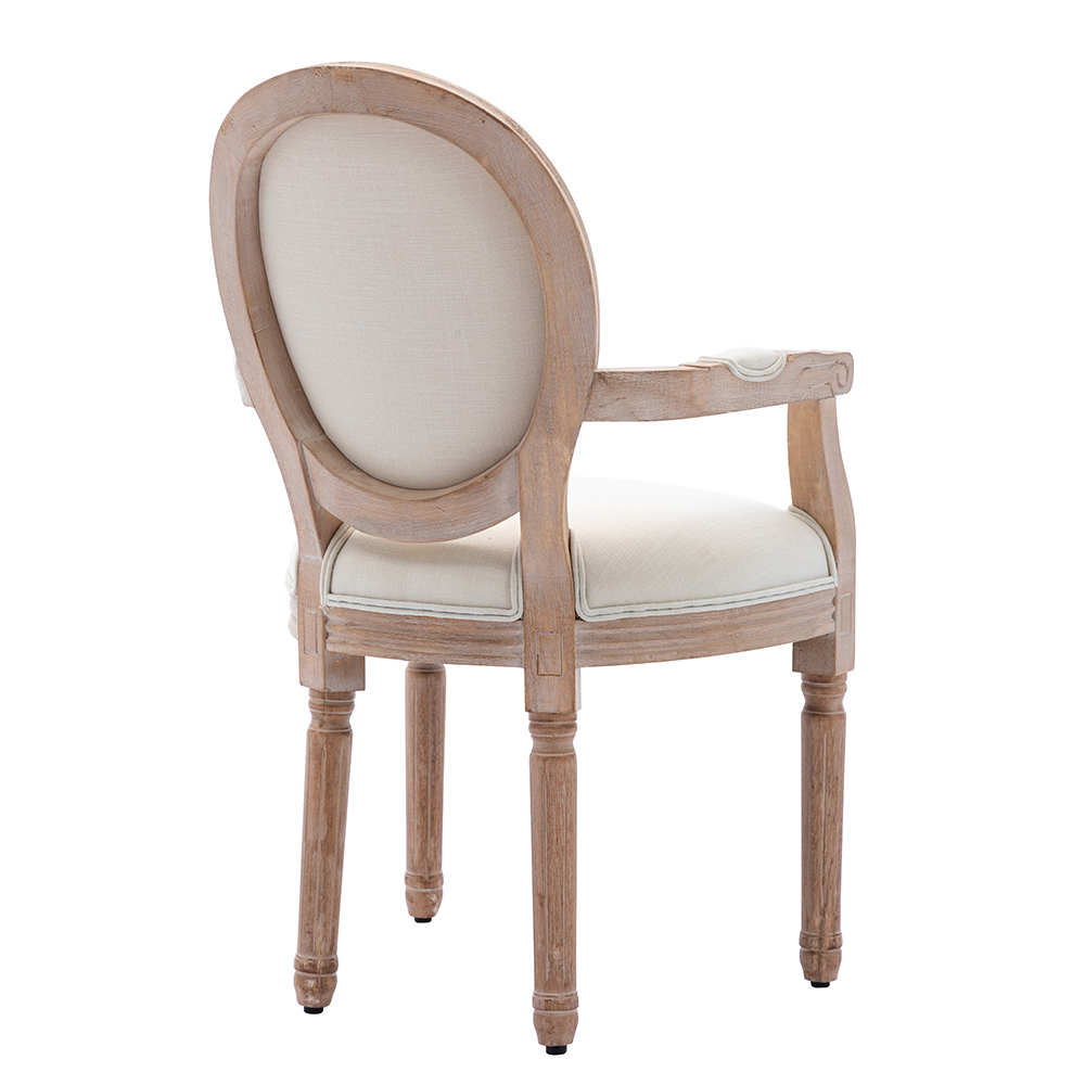 HengMing Fabric Upholstered Dining Chair, with Curved Backrest, for Restaurant, Cafe, Tavern, Office, Living Room - Beige