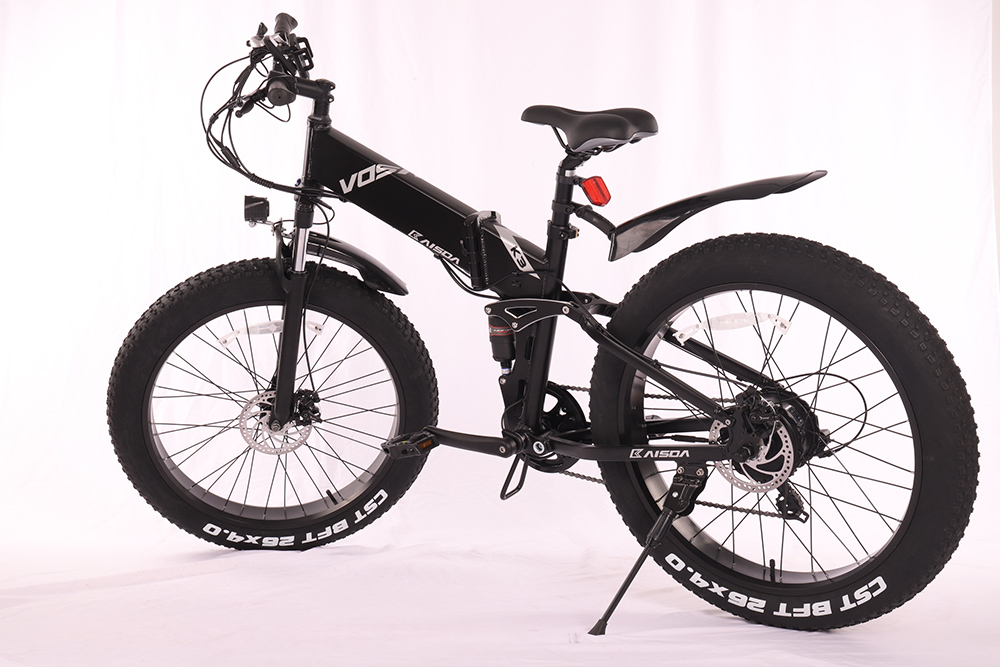 KAISDA K3 26*4.0 inch Tire Off-road Folding Electric Moped Folding Bike Mountain Bicycle 500W Motor SHIMANO 7-Speeds Derailleur LCD Display 10Ah Battery Max Speed 32km/h Aluminum alloy Frame  - Black