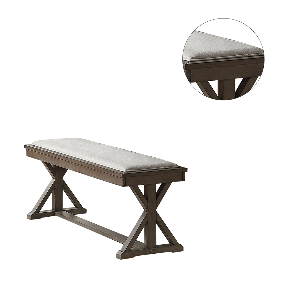 New Fabric Upholstered Dining Bench with Wooden Frame, for Restaurant