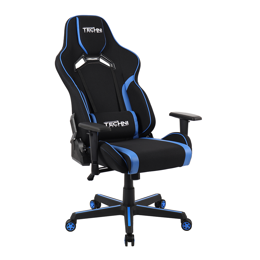 Techni Home Office Fabric Adjustable Rotatable Gaming Chair With Ergonomic High Backrest And Lumbar Support - Blue 6 Techni Home Office Fabric Adjustable Rotatable Gaming Chair with Ergonomic High Backrest and Lumbar Support - Blue