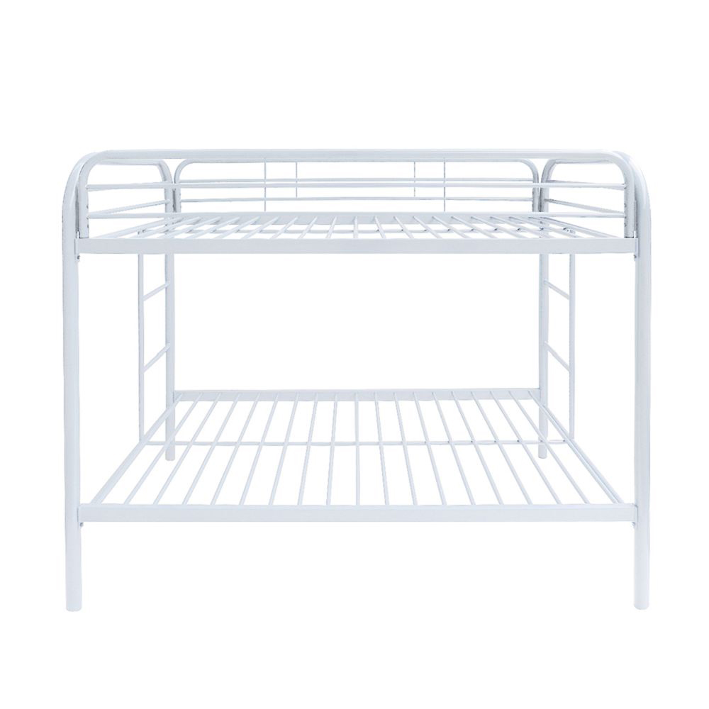 ACME Thomas Twin-Over-Twin Size Bunk Bed Frame with Ladder, and Metal Slats Support, No Spring Box Required, for Kids, Teens (Frame Only) - White