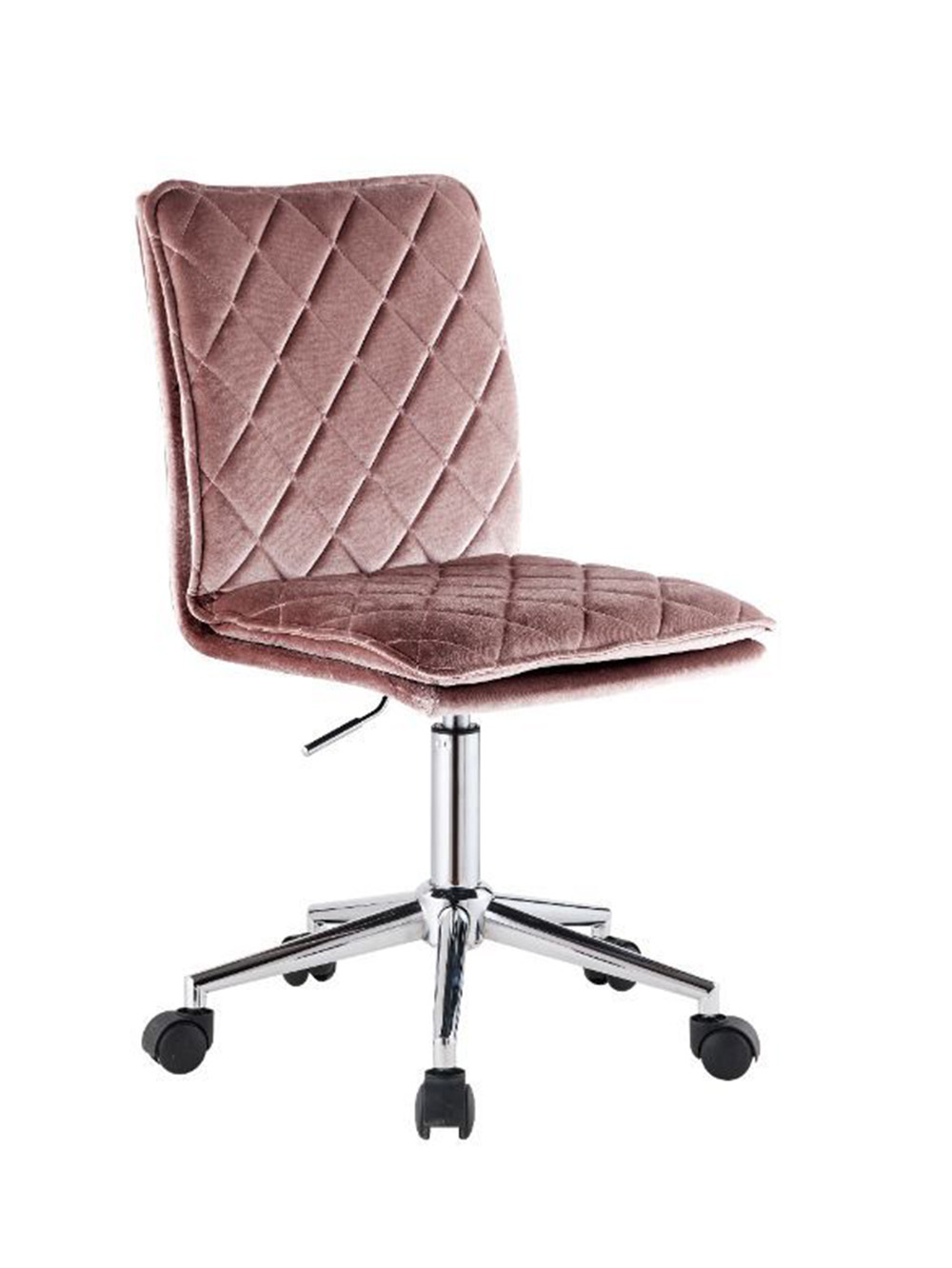 ACME Aestris Modern Leisure Velvet Swivel Chair Height Adjustable with Backrest and Casters for Living Room, Bedroom, Dining Room, Office - Pink