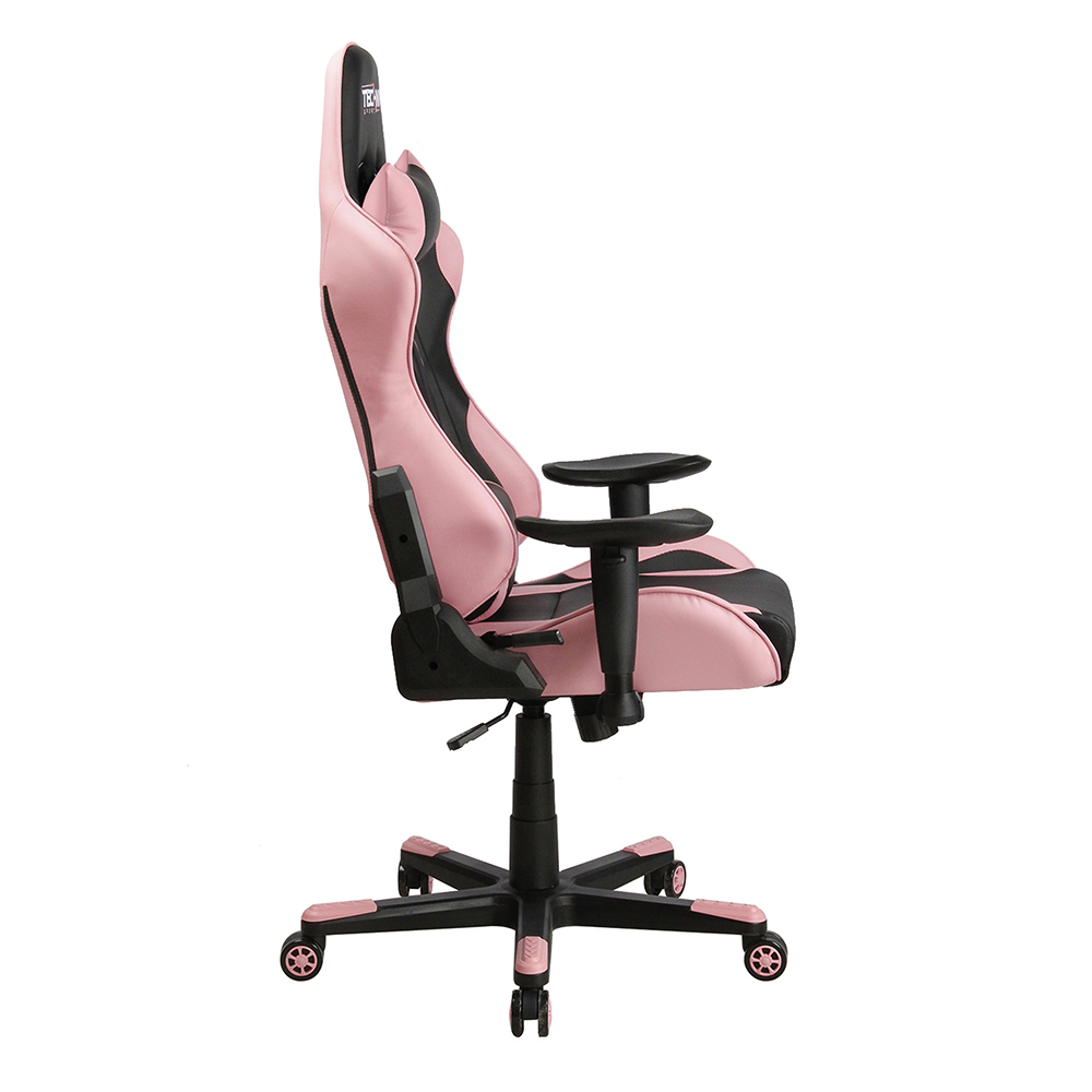 Techni Home Office PU Leather Adjustable Rotatable Gaming Chair With Ergonomic High Backrest And Lumbar Support - Pink 8 Techni Home Office PU Leather Adjustable Rotatable Gaming Chair with Ergonomic High Backrest and Lumbar Support - Pink