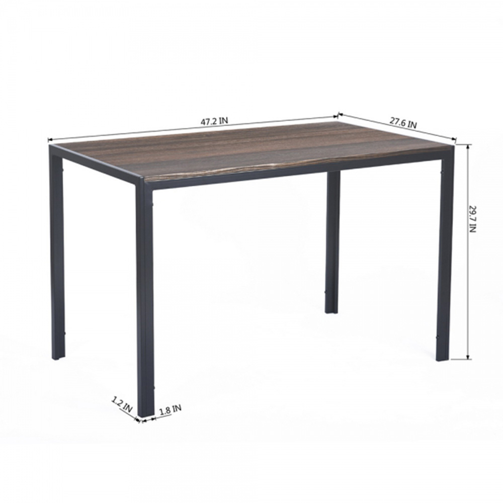 47.2" Square Dining Table with Wooden Tabletop and Metal Frame, for Restaurant, Cafe, Tavern, Living Room - Walnut