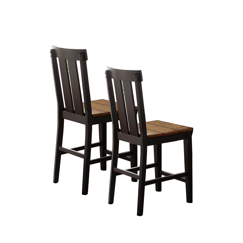 Wooden Counter Height Dining Chair Set of 2 with Backrest, for Restaurant, Cafe, Tavern, Office, Living Room - Brown