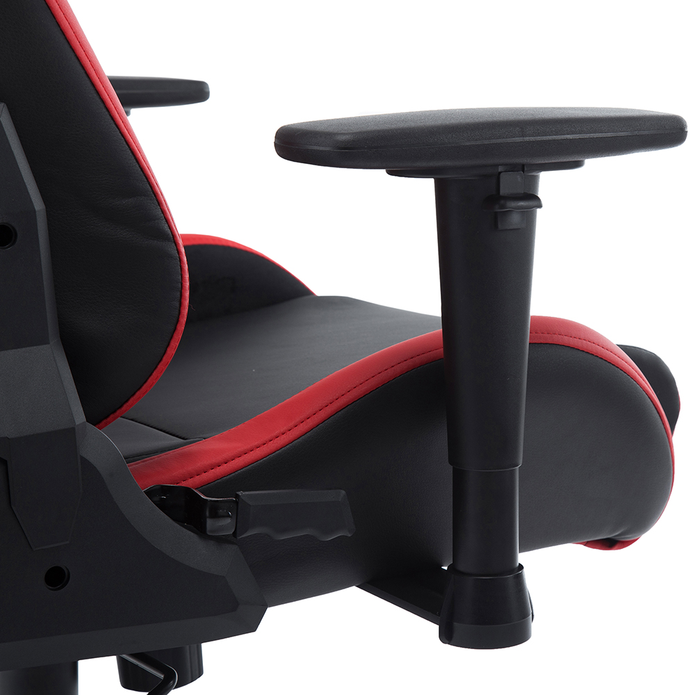 Techni Home Office PU Leather Adjustable Rotatable Gaming Chair with Ergonomic High Backrest and Lumbar Support - Red + Black