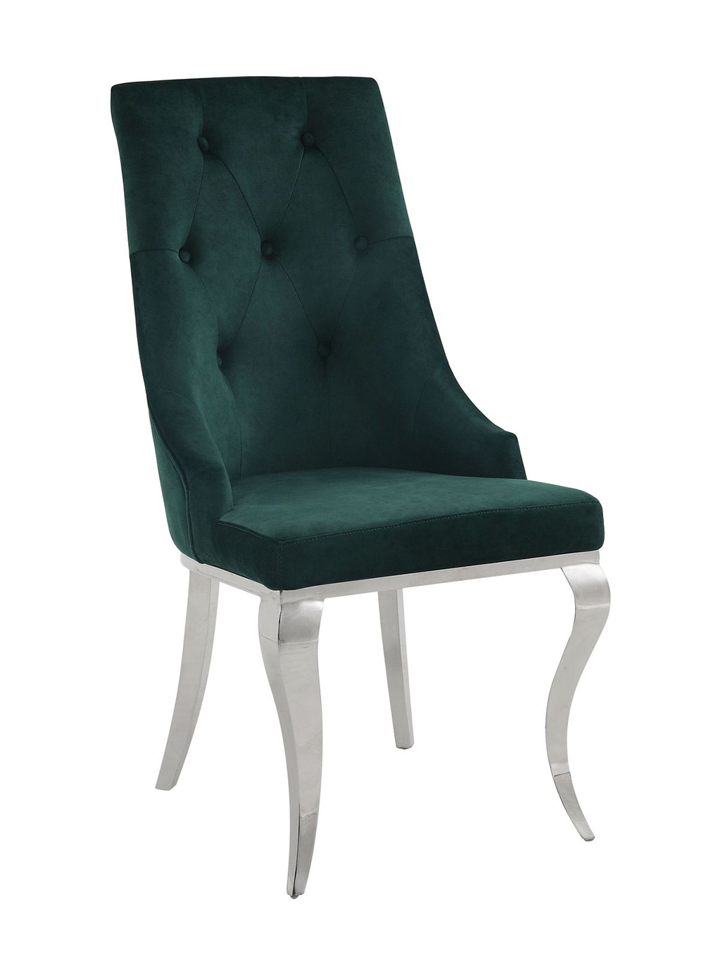 ACME Dekel Fabric Upholstered Dining Chair Set of 2, with Button Tufted Backrest, and Metal Legs, for Restaurant, Cafe, Tavern, Office, Living Room - Green