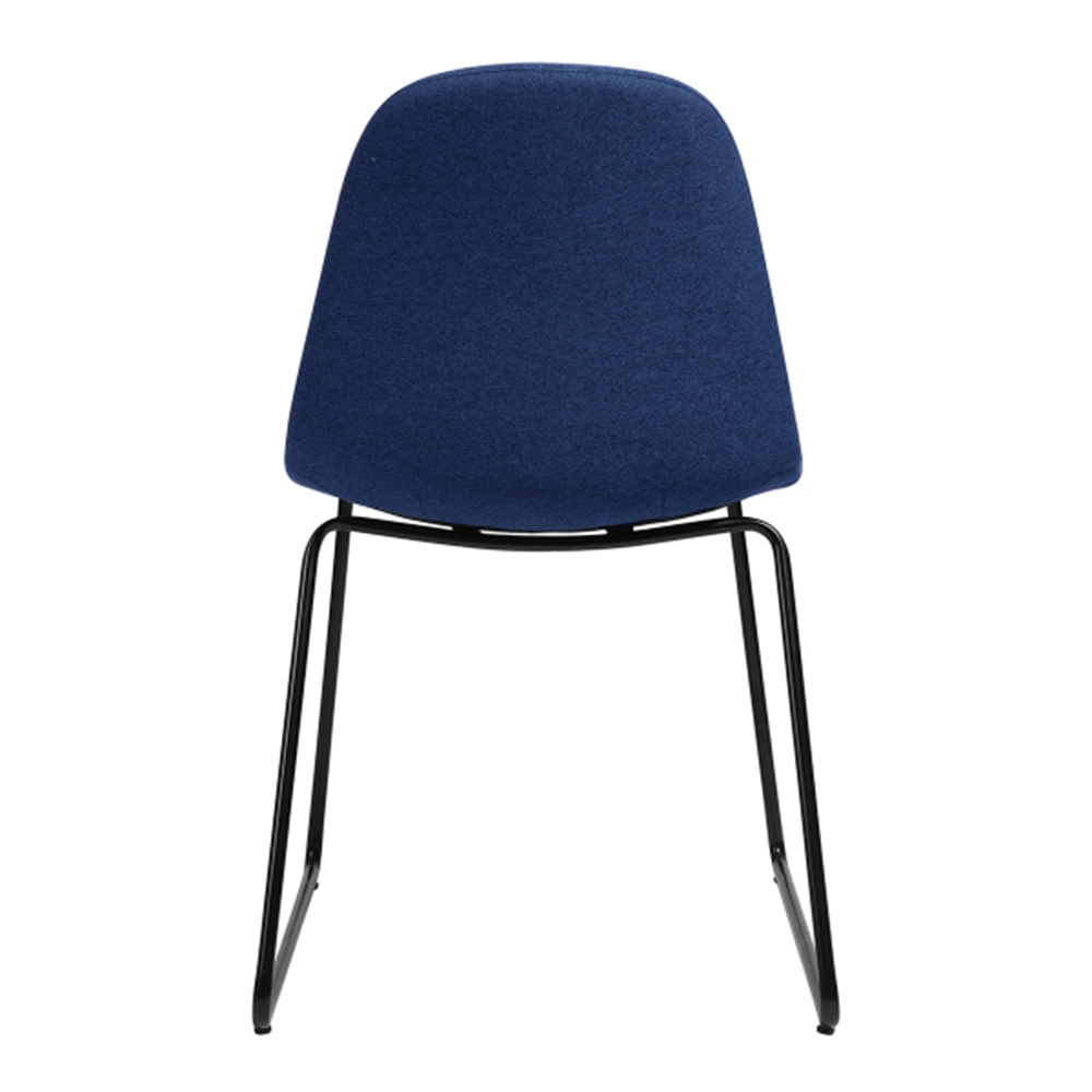 Fabric Upholstered Dining Chair Set of 4, with Curved Backrest Blue