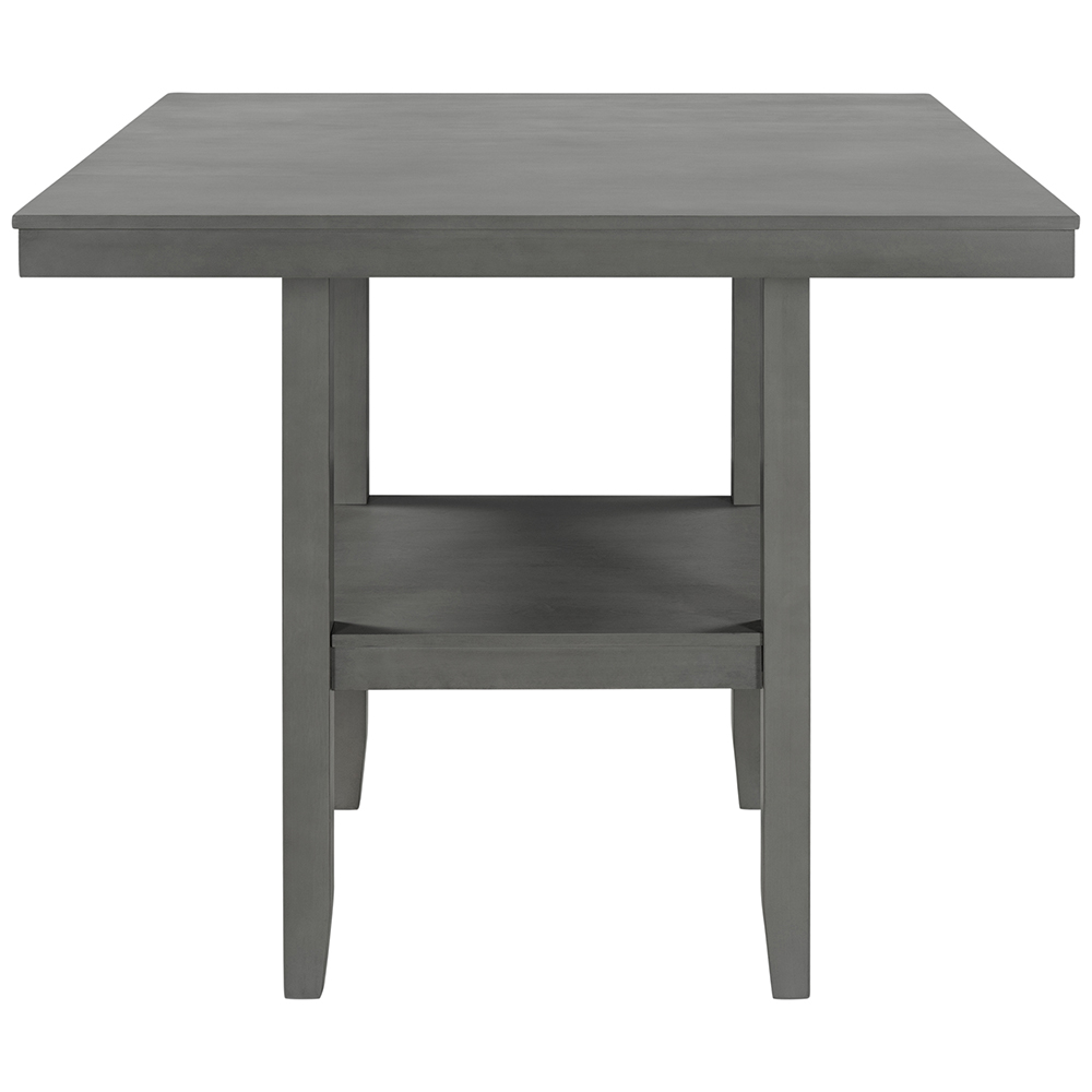 TREXM Wooden Counter Height Dining Table with Storage Shelf, for Restaurant, Cafe, Tavern, Living Room - Gray