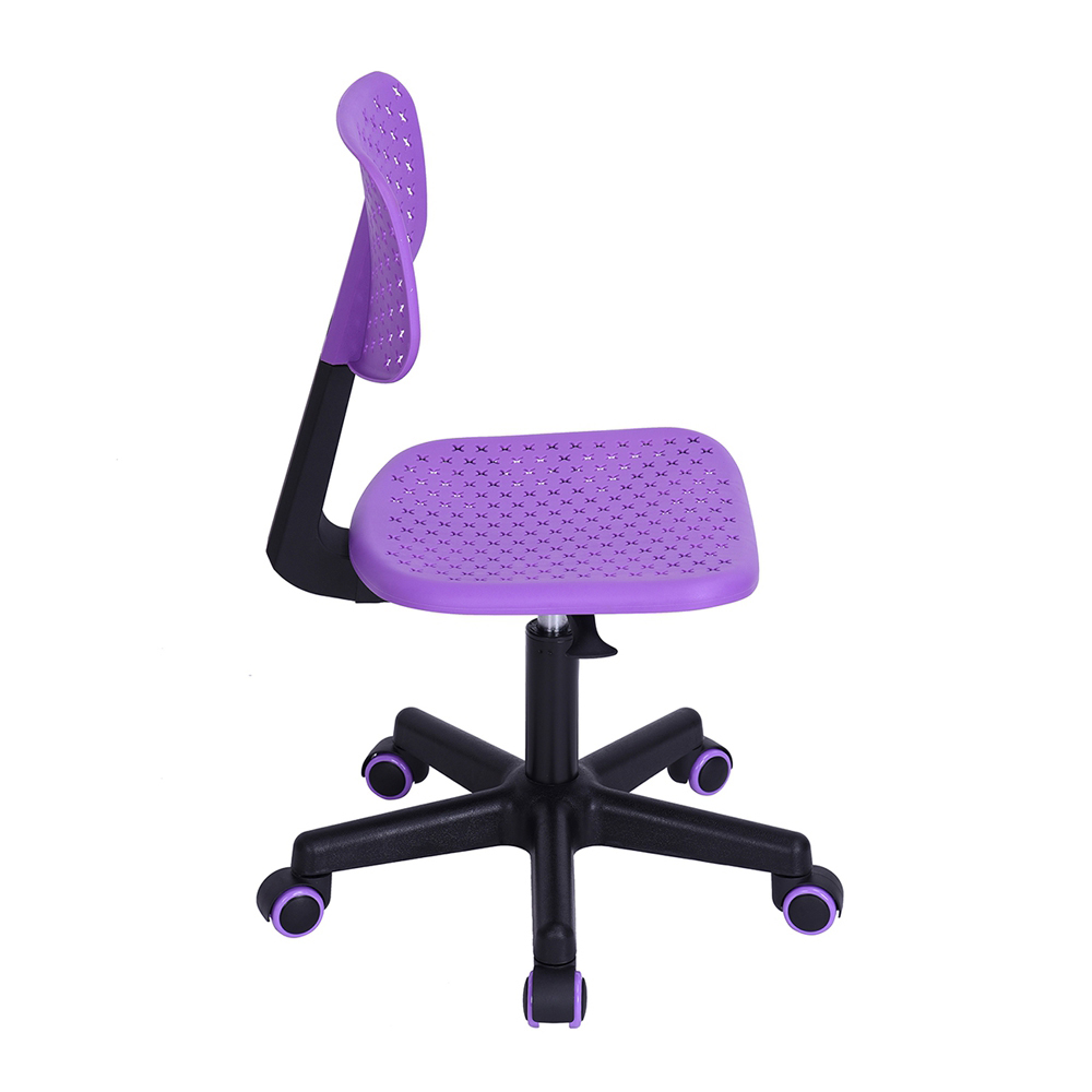 Plastic Swivel Student Chair Height Adjustable with Ergonomic Low Backrest and Casters for Living Room, Bedroom, Dining Room, Office - Purple