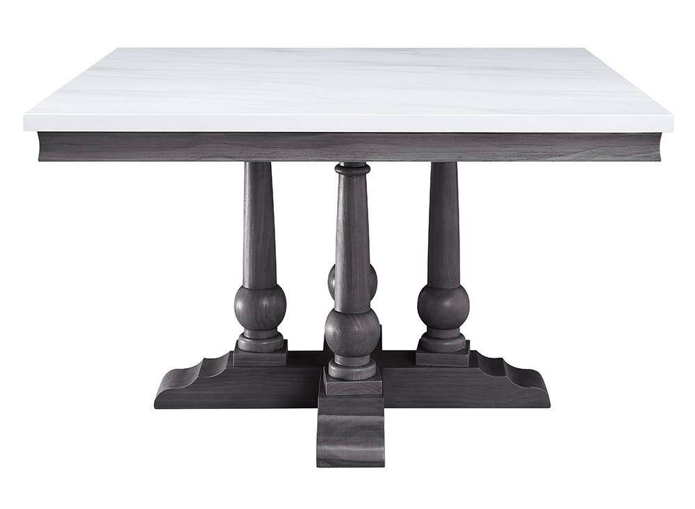 ACME Yabeina Square Dining Table with Marble Tabletop and Wooden Frame, for Restaurant, Cafe, Tavern, Living Room - Oak
