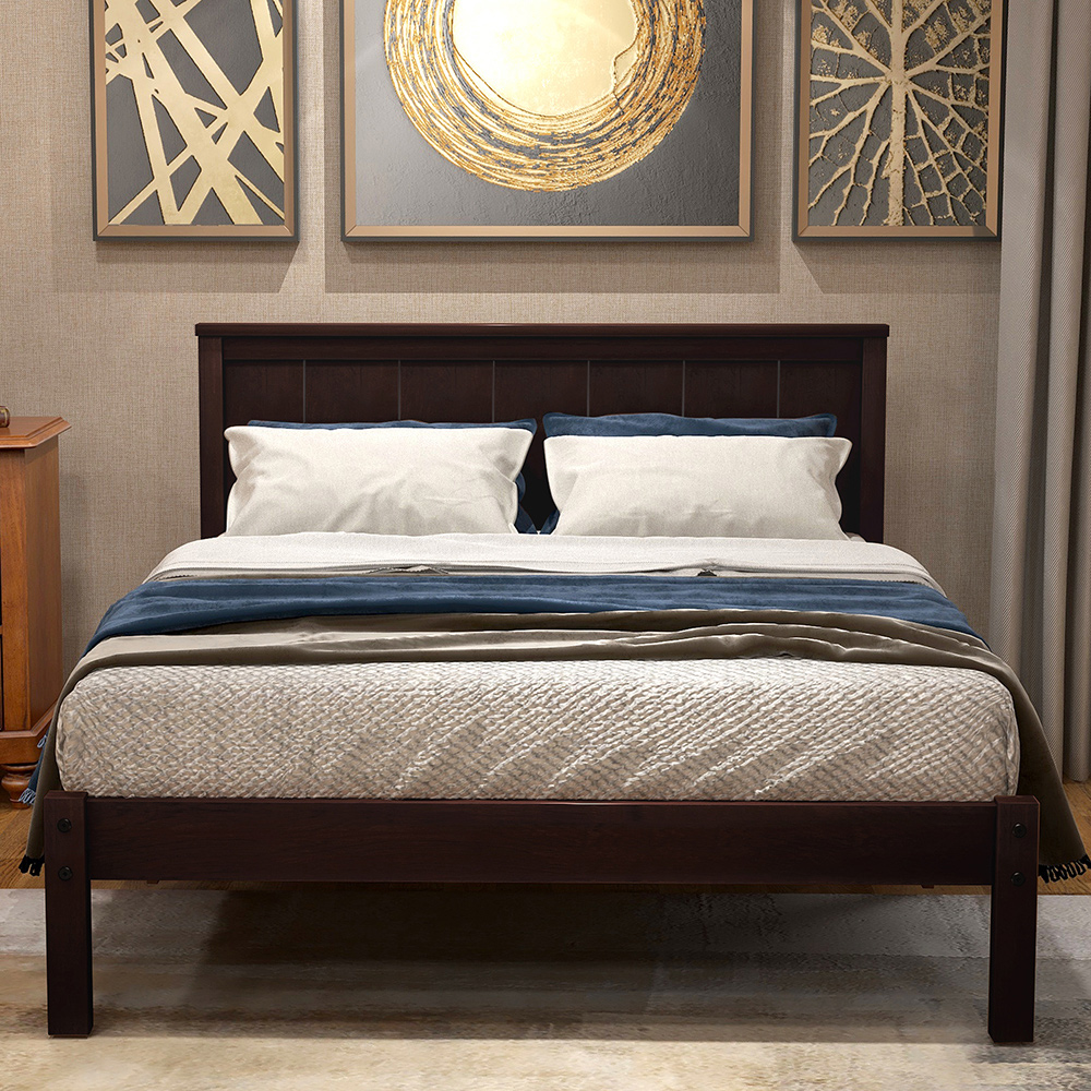 Twin-Size Platform Bed Frame with Headboard and Wooden Slats Support, No Box Spring Needed (Only Frame) - Espresso