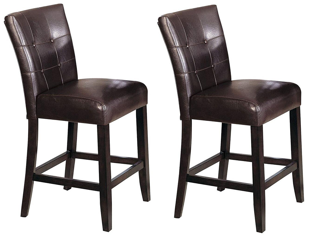 ACME Danville PU Upholstered Counter Height Chair Set Of 2, With Button Tufted Backrest, And Wood Legs, For Restaurant, Cafe, Tavern, Office, Living Room - Espresso 3 ACME Danville PU Upholstered Counter Height Chair Set of 2, with Button Tufted Backrest, and Wood Legs, for Restaurant, Cafe, Tavern, Office, Living Room - Espresso