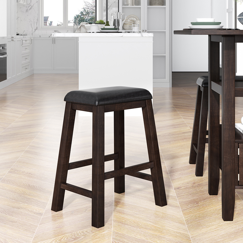 TOPMAX 4 Pieces Counter Height Upholstered Dining Stool Set, for Small Apartment, Studio, Kitchen - Brown