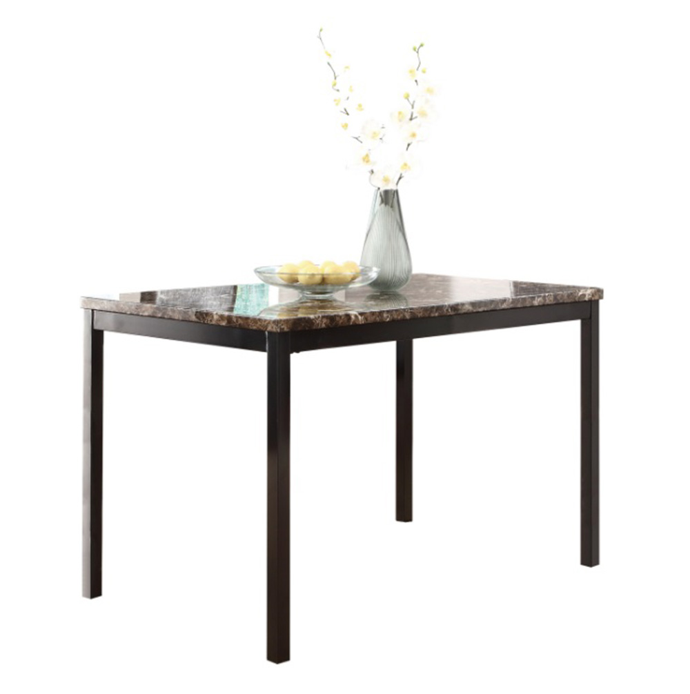 48" Rectangle Dining Table with Faux Marble Tabletop and Metal Frame, for Restaurant, Cafe, Tavern, Living Room - Black