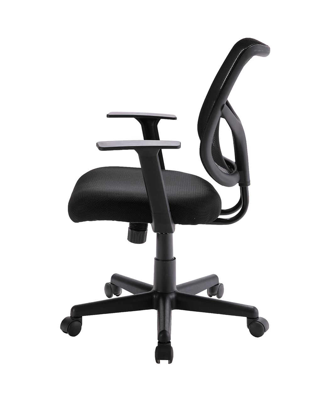 Home Office Nylon Mesh Adjustable Chair with Ergonomic Backrest and Casters - Black